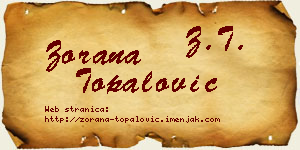Zorana Topalović vizit kartica